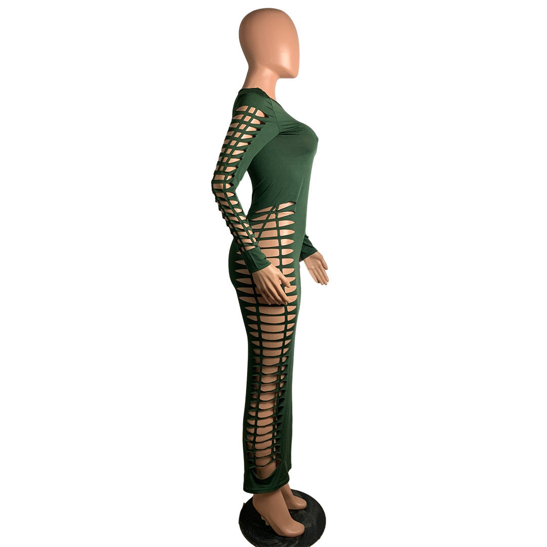 Levoire | Robe Maxi Bodysuit À Manches Longues Avec Longueur Sur Le Côté