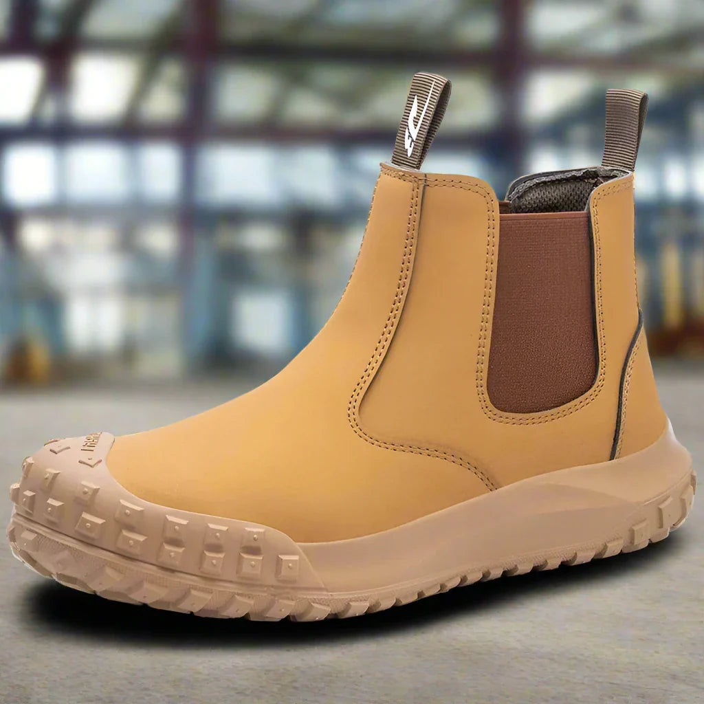 Levoire | Chaussures De Sécurité Ergonomiques Imperméables Sans Lacets Pour Hommes Avec Embout En Acier Et Coupe Large Jaune