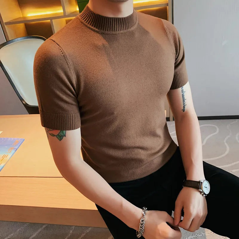 Levoire | Pull Homme Doux À Manches Courtes Café