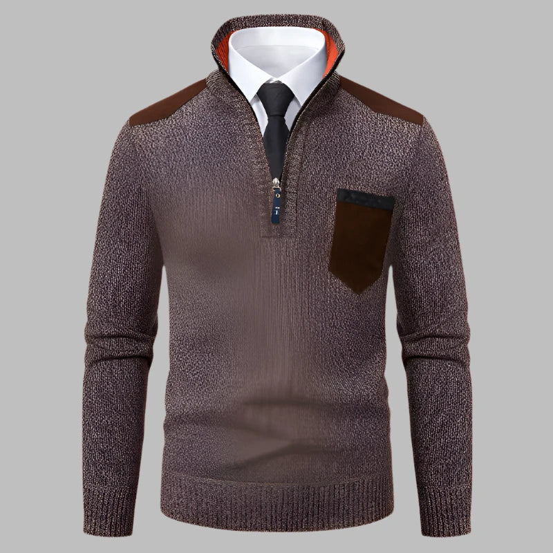 Levoire | Pull Décontracté Avec Fermeture Éclair Pour Un Look Sportif Café