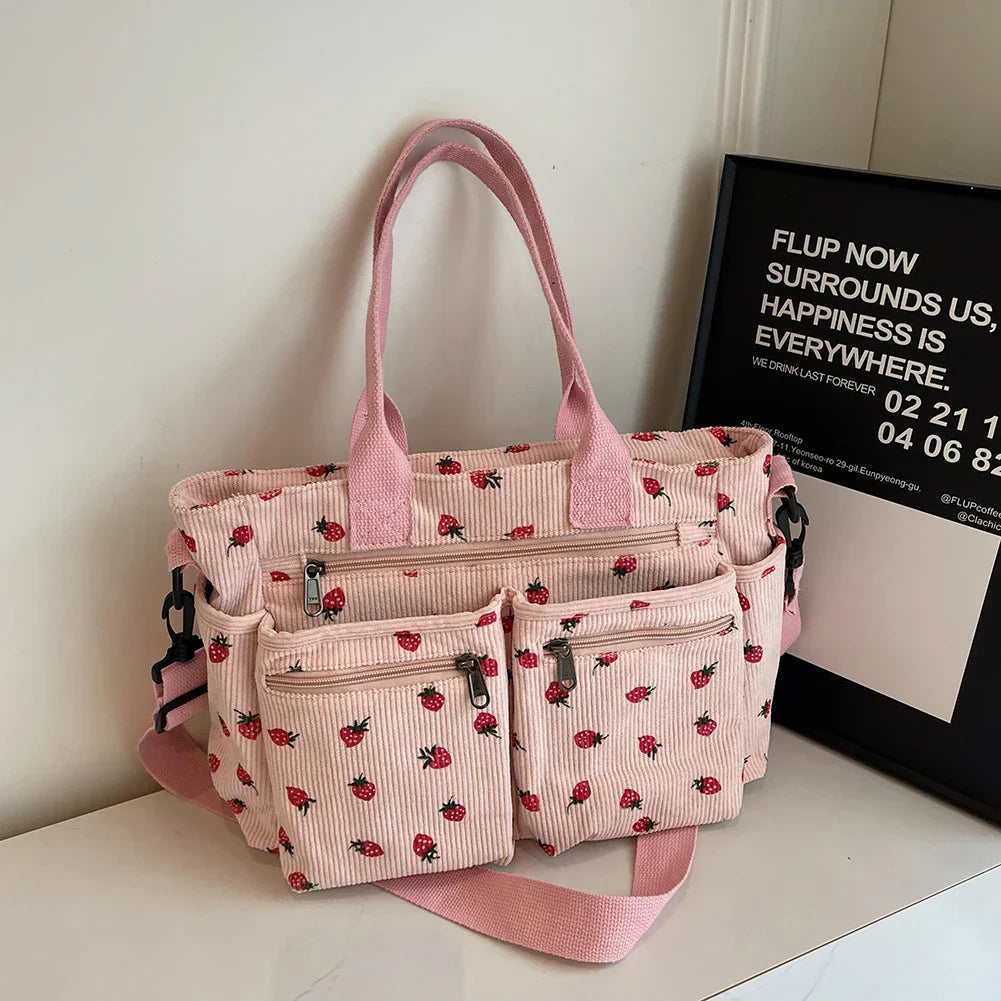 Levoire | Sac À Bandoulière En Corduroy Brodé Pour Femmes Rosa