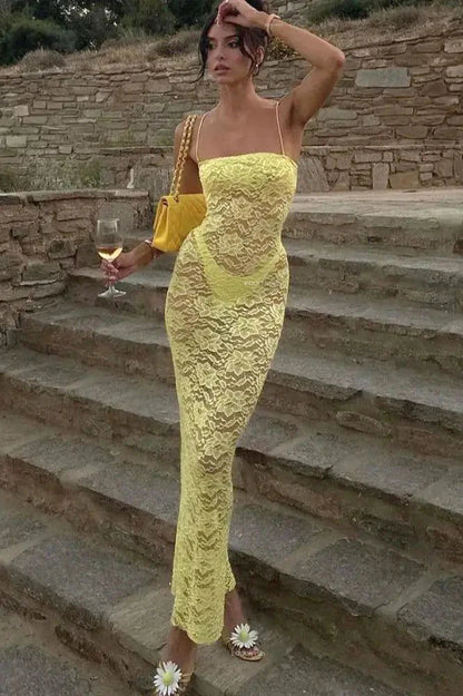 Levoire | Robes Maxi Transparentes Spitz À Épaules Dénudées