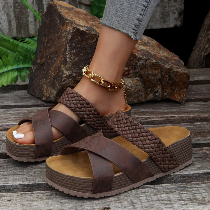 Levoire | Sandales À Plateau Tressées Pour Femmes Braun