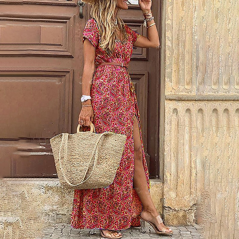 Levoire | Robe Dame Élégante Boho Chic Rot