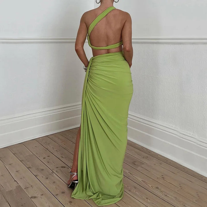 Levoire | Top Court Vert Et Jupe Maxi Fendue Set