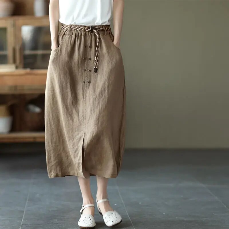 Levoire | Jupe Décontractée Taille Haute Khaki