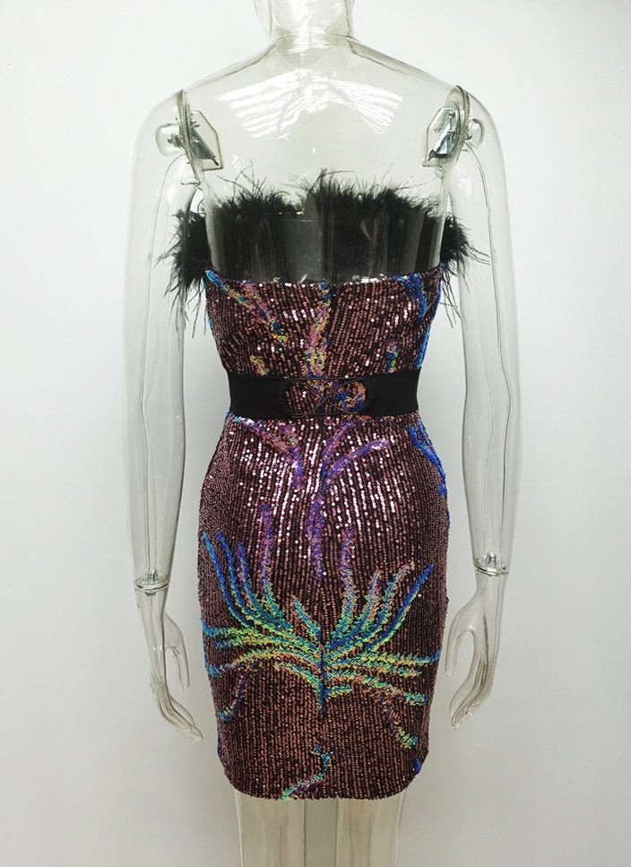 Levoire | Robe Mini En Cuir À Paillettes