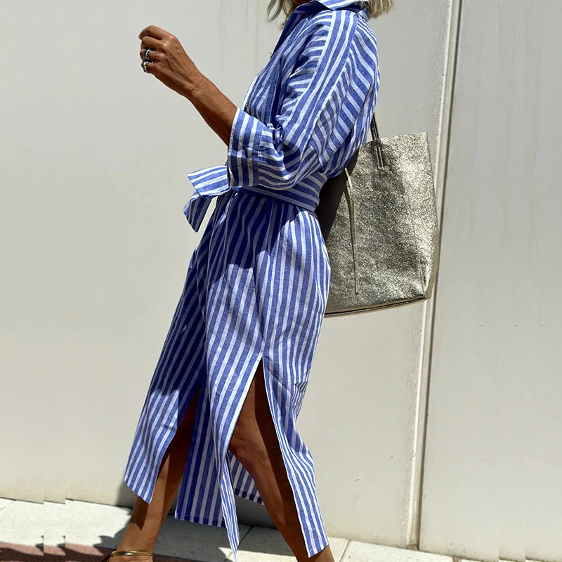 Levoire | Élégante robe chemise à rayures