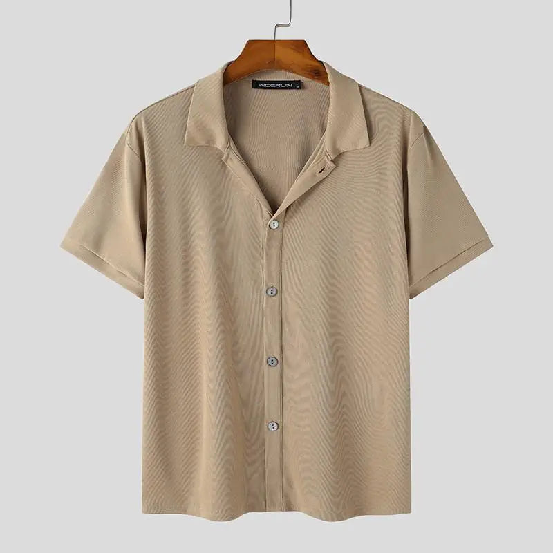 Levoire | Luxe Décontractée Chemise Manches Courtes Khaki