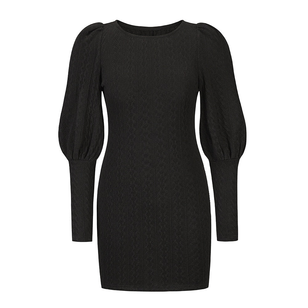 Levoire | Robe Tricotée Style Lanterne Noir
