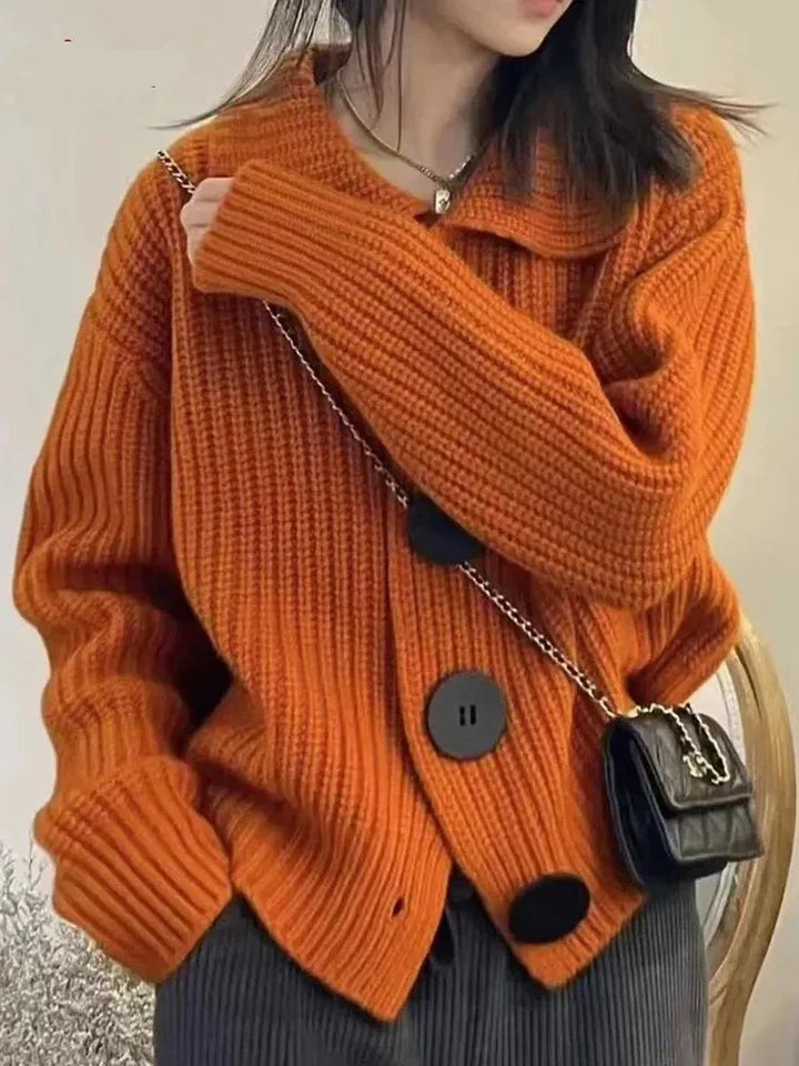 Levoire | Veste En Tricot Élégante Avec Fermeture À Boutons Orange