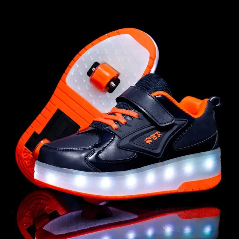 Levoire | Chaussures À Roulettes Led Pour Enfants Bleu Orange