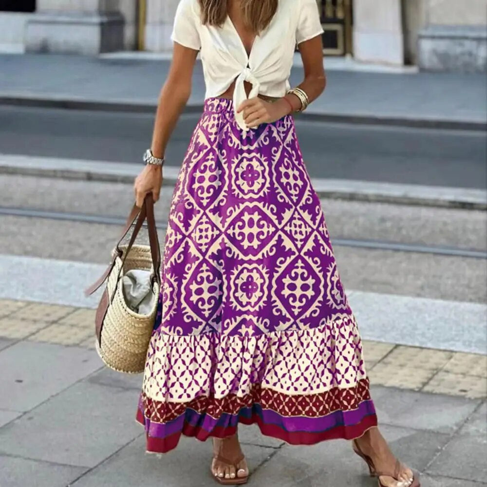 Levoire | Jupe Longue Élégante Ethnique Édition Limitée Lilas