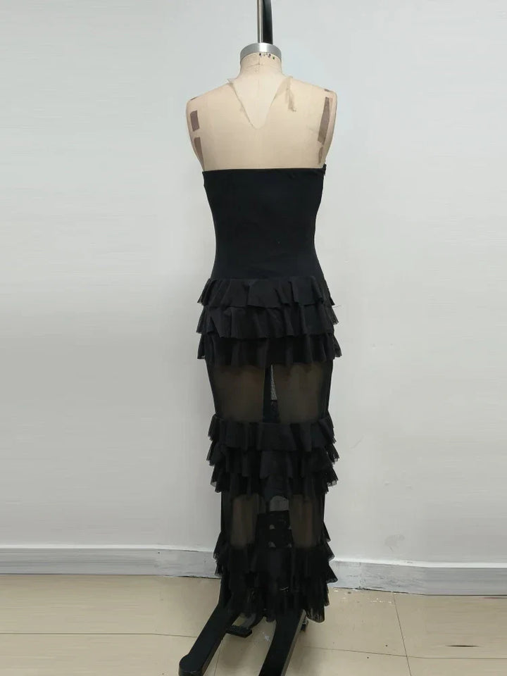 Levoire | Robe Longue Sexy Sans Bretelles Rü Schenschichtungen Patchwork