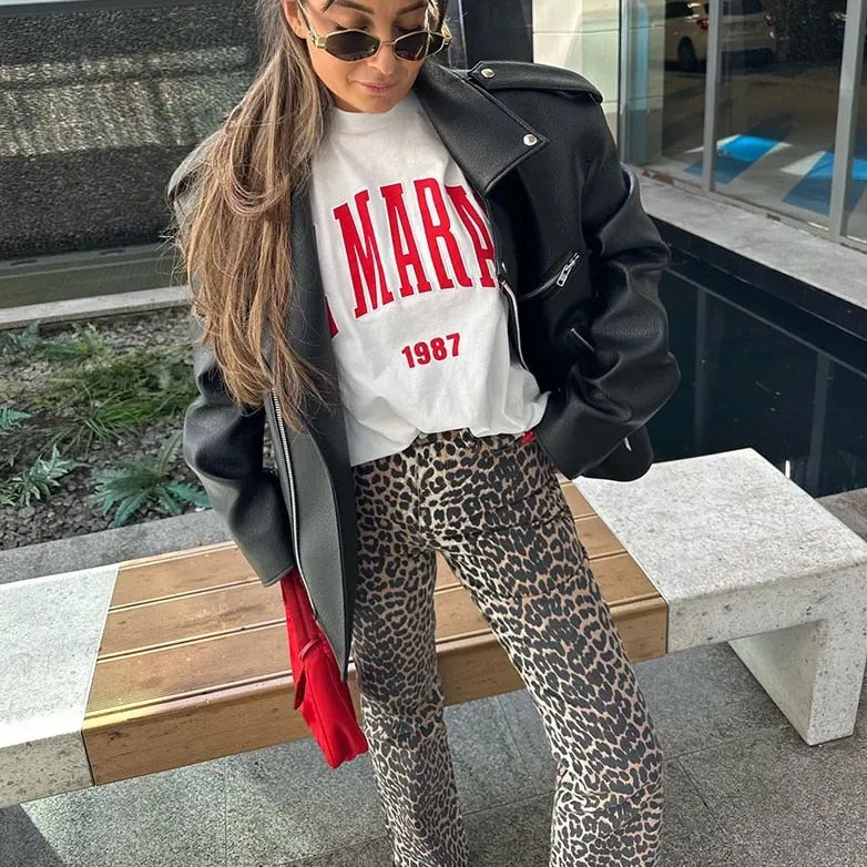 Levoire | Jeans Vintage Avec Motif Léopard Style Tendance