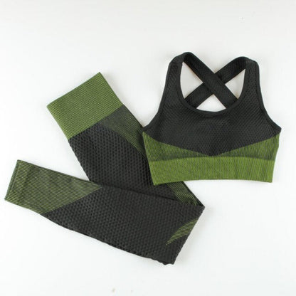 Levoire | Ensemble De Vêtements De Sport Avec Brassière À Bretelles Croisées Vert