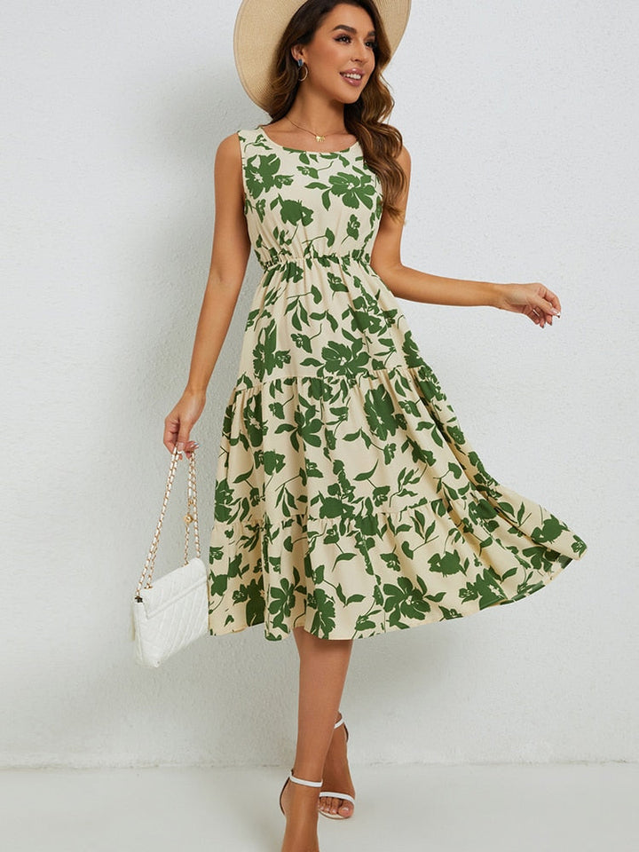 Levoire | Robe Midi À Fleurs Coupe Elegante Femmes
