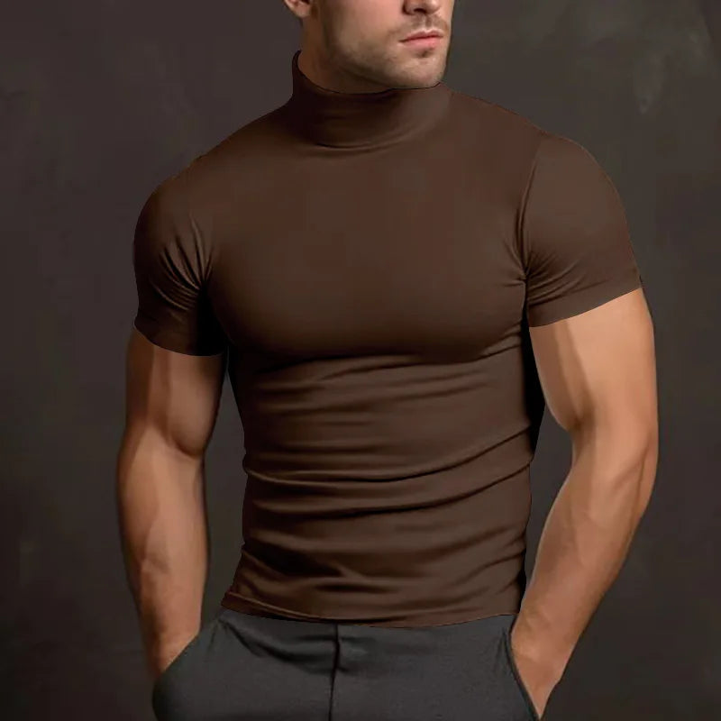 Levoire | T-Shirt Pour Hommes À Manches Courtes Ajusté Camel