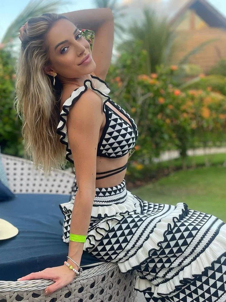 Levoire | Bralette Tricot Ruché Enveloppe Jupe Longue Ensemble