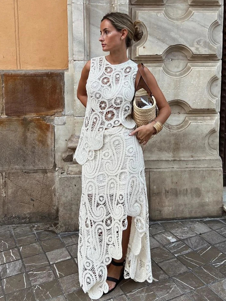 Levoire | Haut Tricot Sans Manches & Ensemble Jupe Maxi