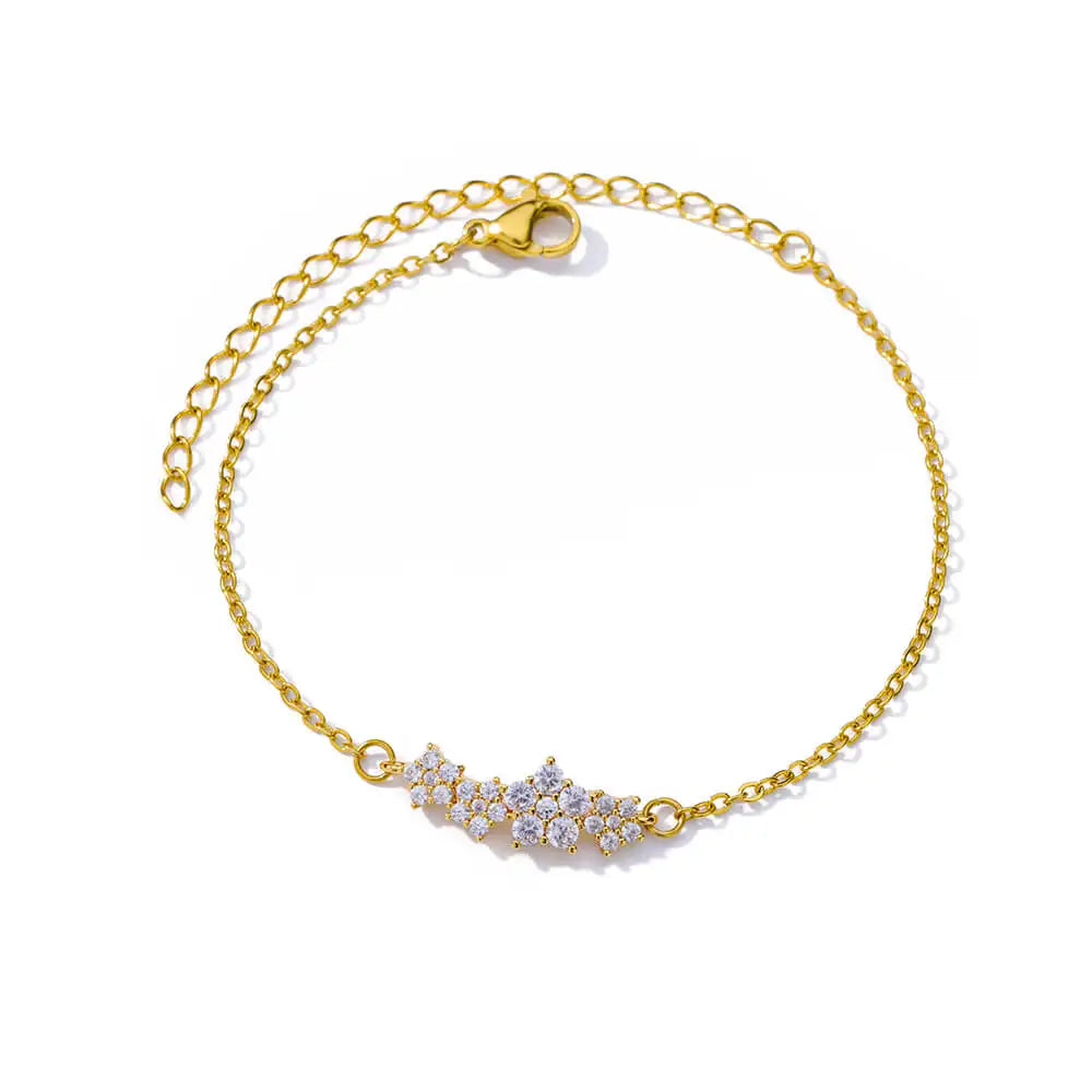 Levoire | Bracelet Fleur En Zircon Doré 19cm B1290G