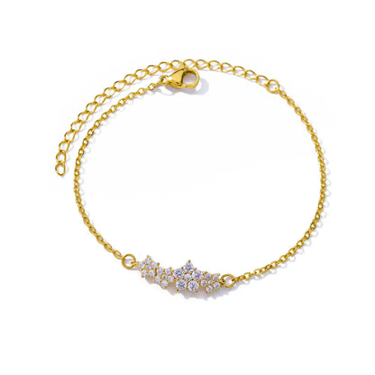 Levoire | Bracelet Fleur En Zircon Doré 19cm B1290G