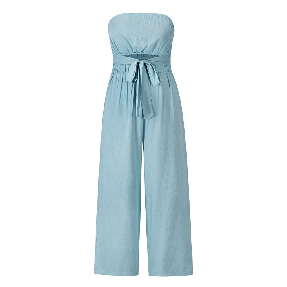 Levoire | Sans Bretelles Large - Été 2024 Joli Combinaison - Sexy Coupe Étroite Bleu