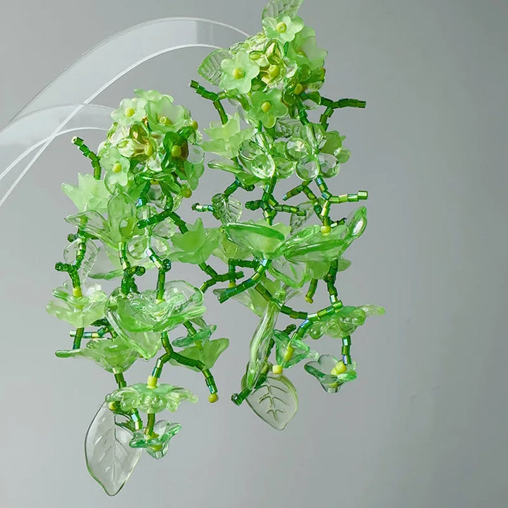 Levoire | Boucles D'Oreilles Fleuries Japonaises Vert