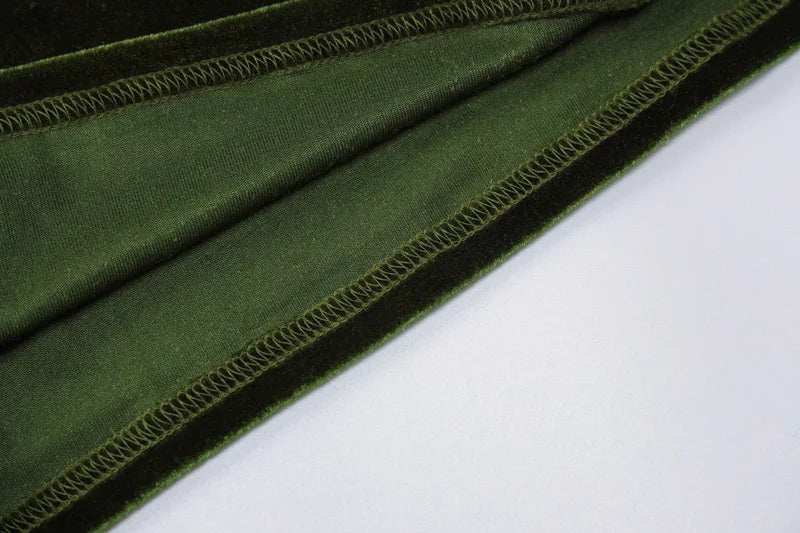 Levoire | Robe Maxi En Velours Vert Avec Cordon Au Dos