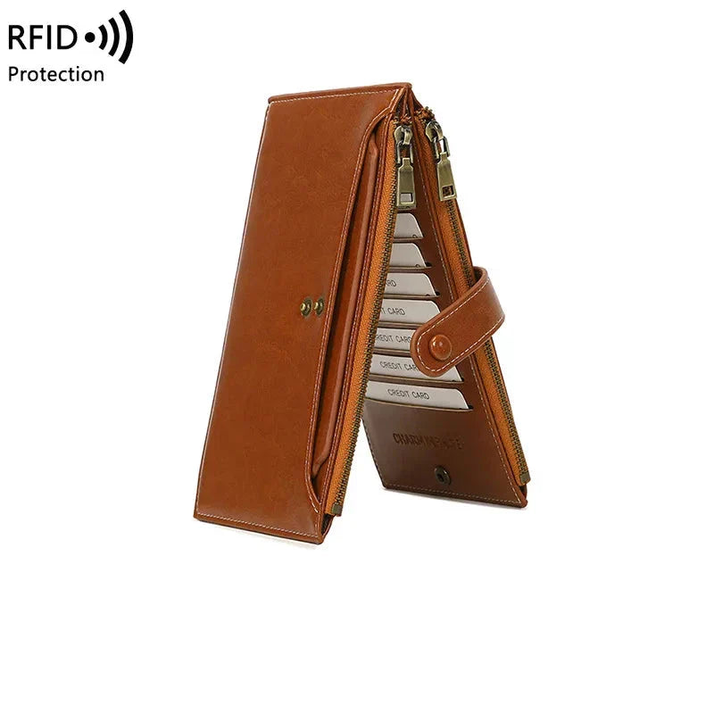 Levoire | Élégant Portefeuille De Voyage Grand Bloquant Rfid Braun