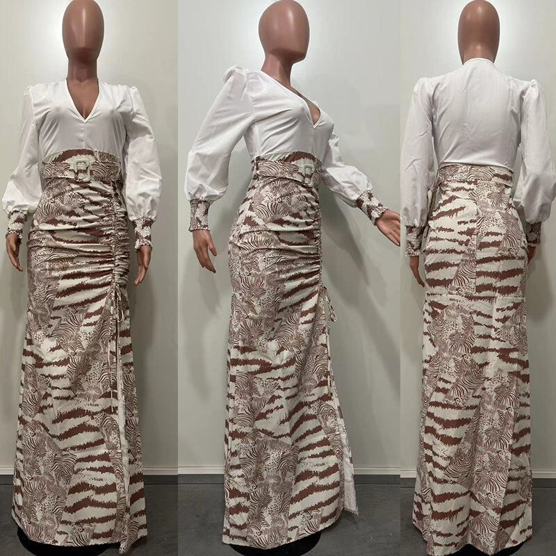 Levoire | Robe Maxi Dyp V-Glad Zebra