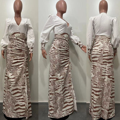 Levoire | Robe Maxi Dyp V-Glad Zebra