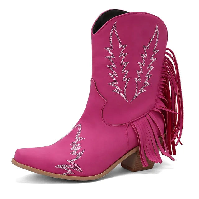 Levoire | Bottines Cowboy Avec Franges Rosa
