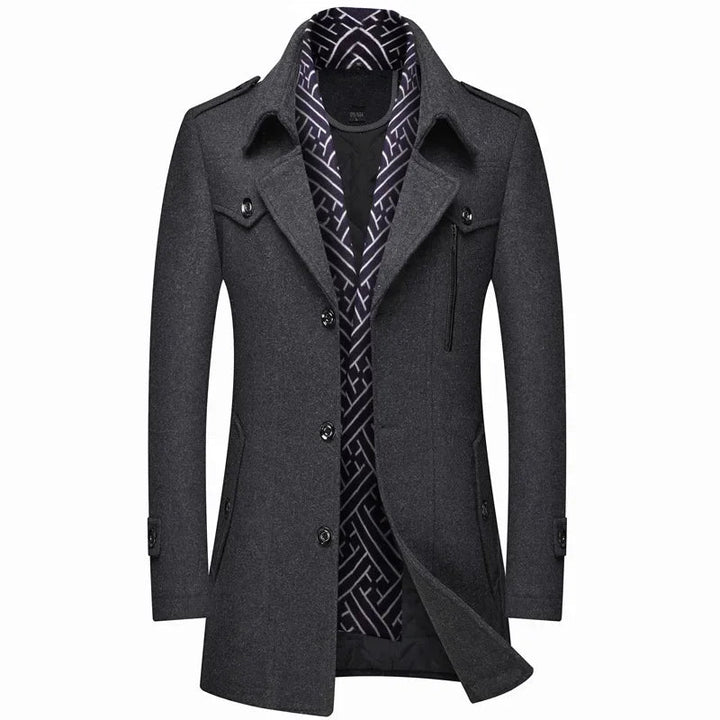 Levoire | Long Wool Coat With Buttons Gris foncé