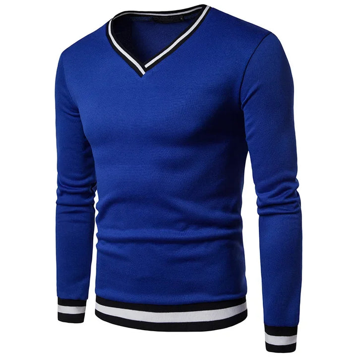 Levoire | Pull En Tricot Décontracté Avec Décolleté En V Pour Hommes Bleu foncé