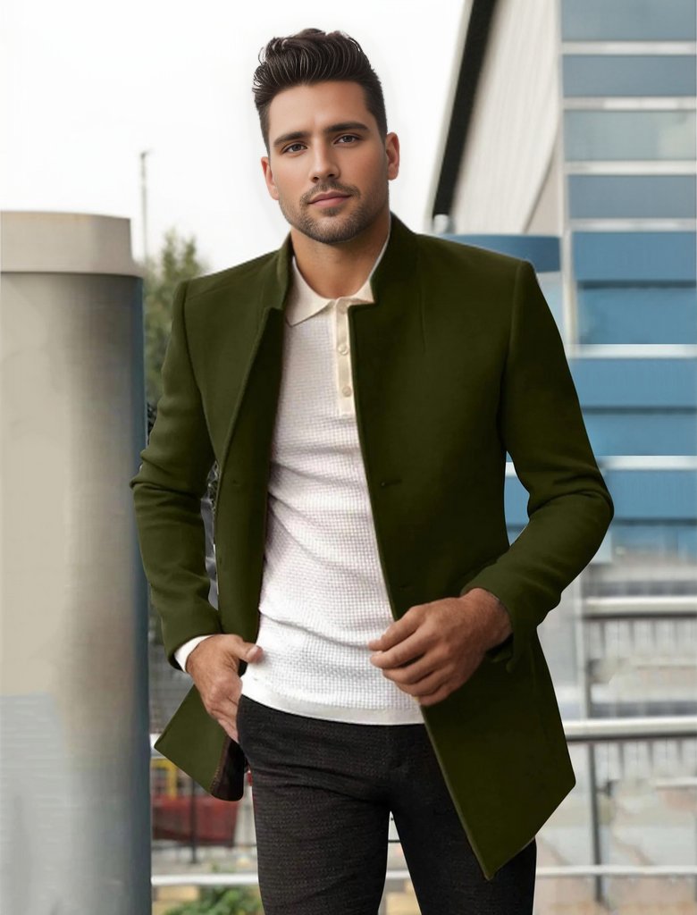 Levoire | Veste Longue Pour Hommes Luxueuse Vert foncé