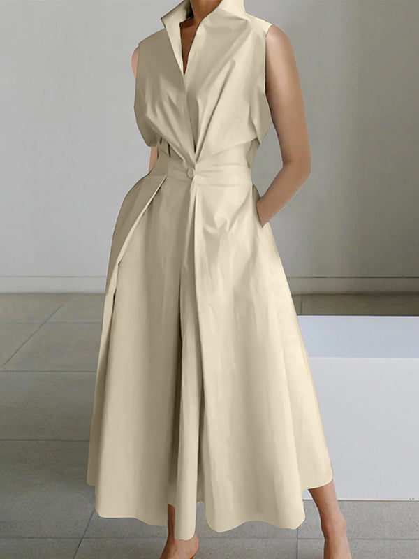 Levoire | Robe urbaine en coton à col chemise blanche Beige