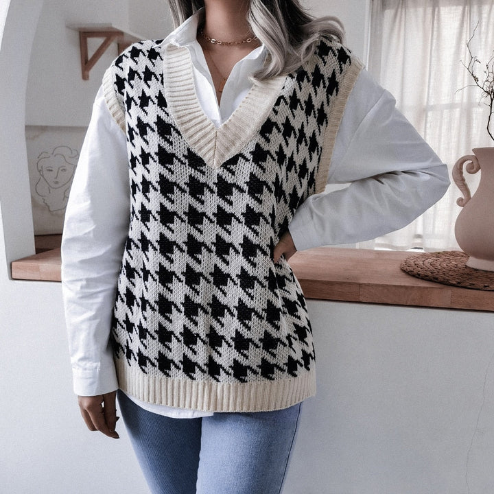 Levoire | Pull Pour Femme Au Style Universitaire Avec Imprimé Blanc