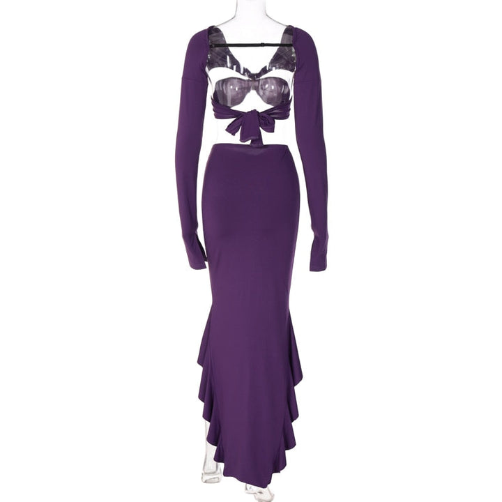 Levoire | Top Court À Col En V & Jupe Maxi Taille Haute