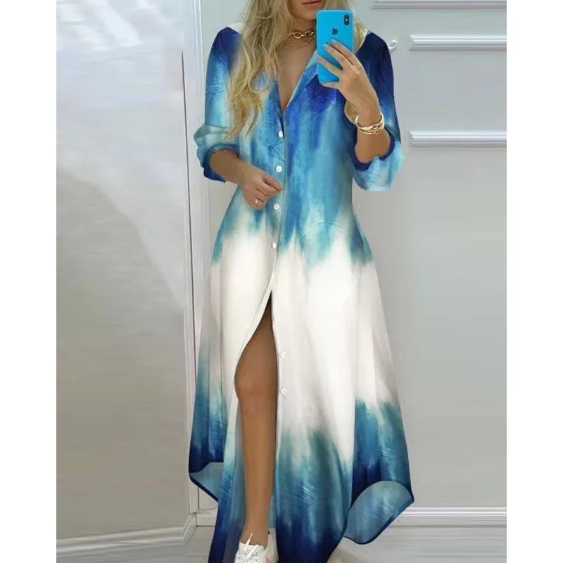 Levoire | Robe longue pour femme Bleu et blanc