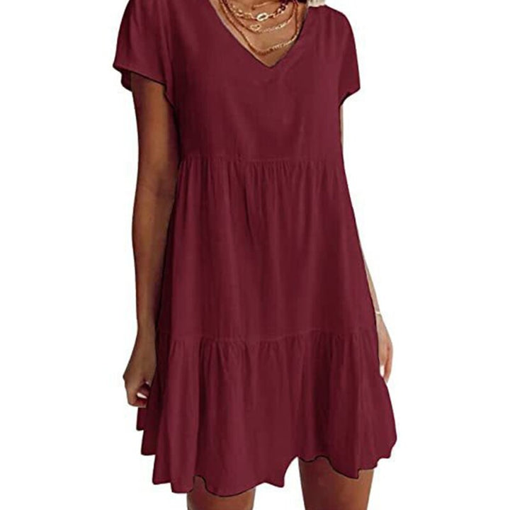 Levoire | Robe Femme À Manches Courtes Robe D'Été Bourgogne