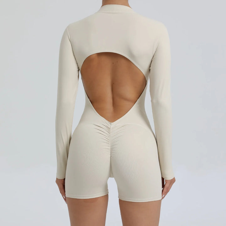 Levoire | Combinaison De Yoga Avec Décolleté Dans Le Dos Beige