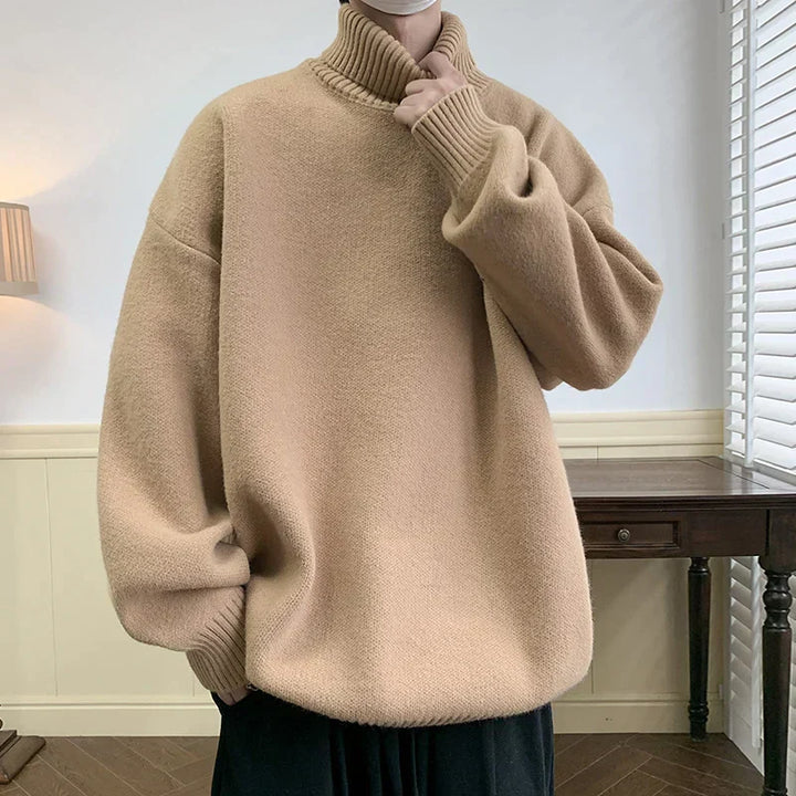 Levoire | Pull À Col Roulé Grande Taille Pour Hommes Kaki