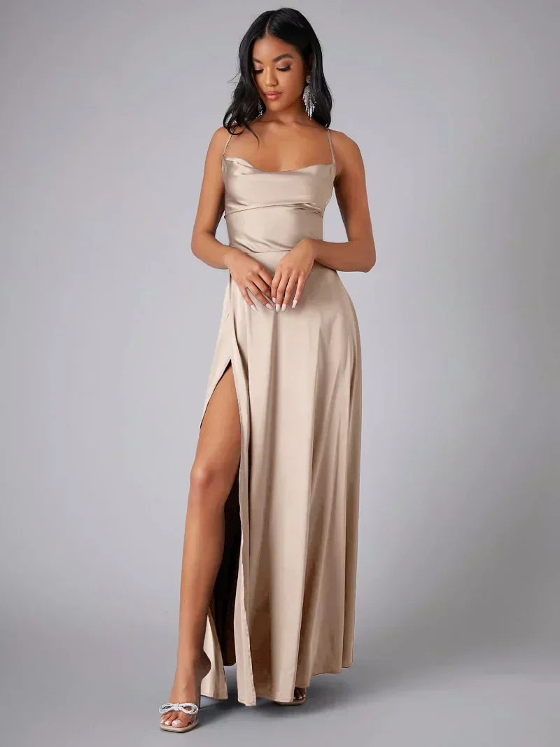 Levoire | Robe Maxigâteau Élégante Satin Beige