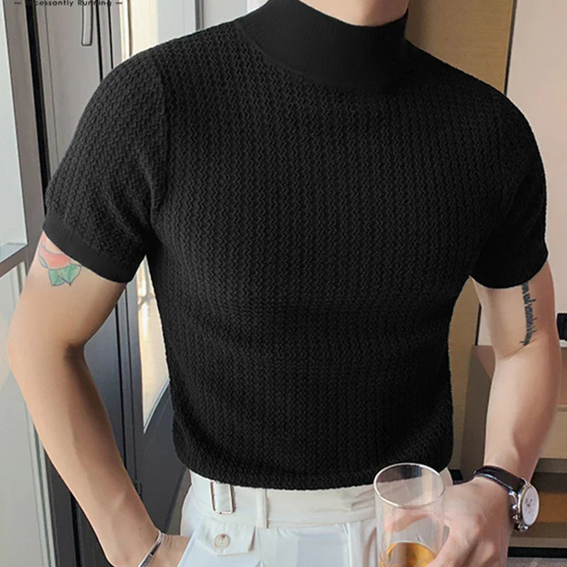 Levoire | T-Shirt En Tricot Élégant Avec Col Haut Pour Hommes