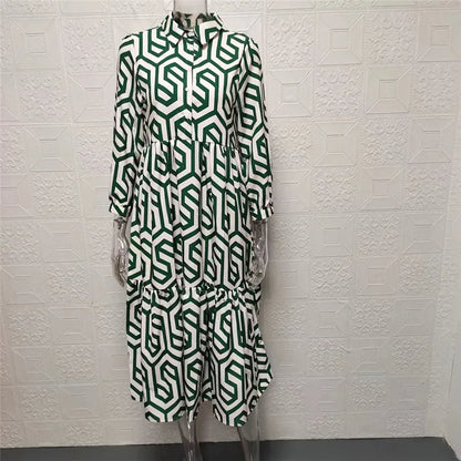 Levoire | Femme Robe à manches longues à motifs géométriques