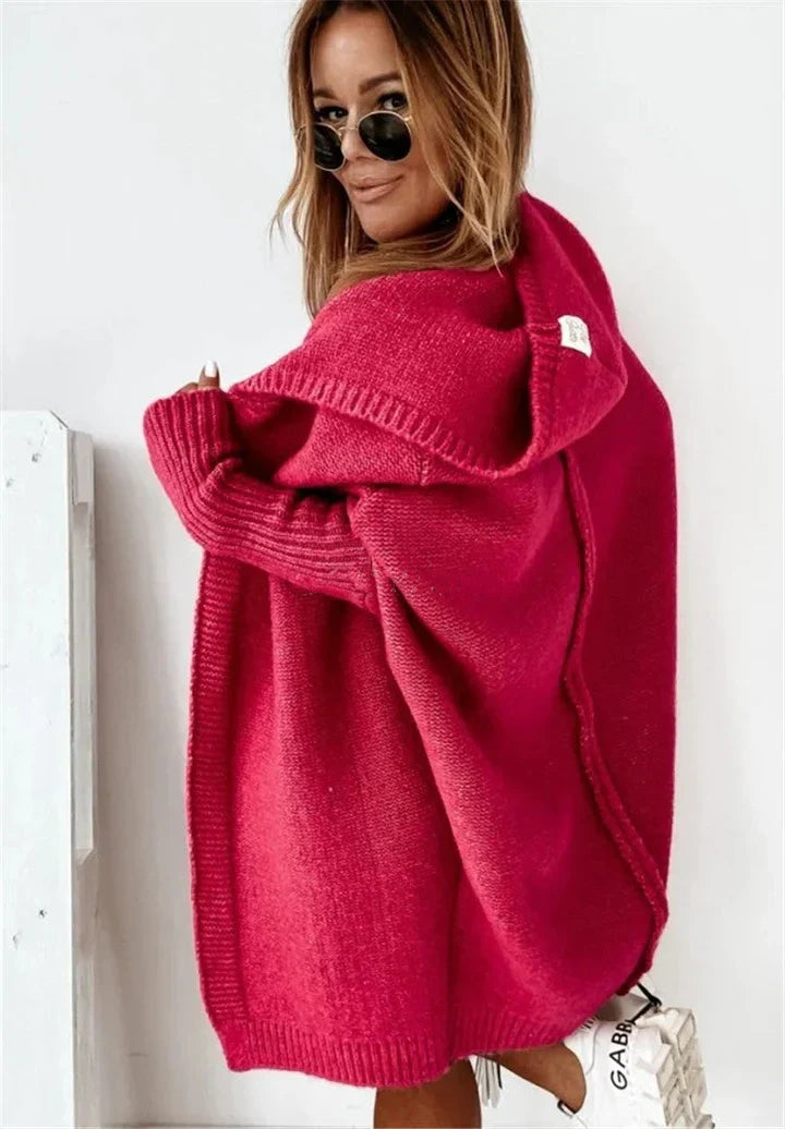 Levoire | Gilet Tricoté Super Doux Avec Poches Et Capuche Pour Femmes