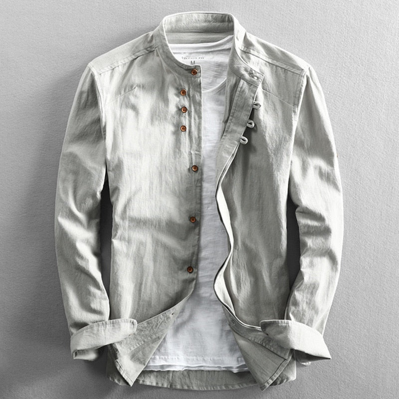 Levoire | Chemise Pour Homme À Manches Longues Décontractée Avec Plusieurs Boutons Gris