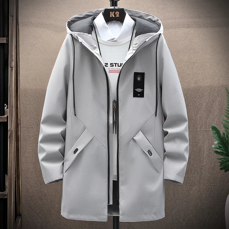 Levoire | Veste de Pluie Classique Homme Longue avec Capuche Gris