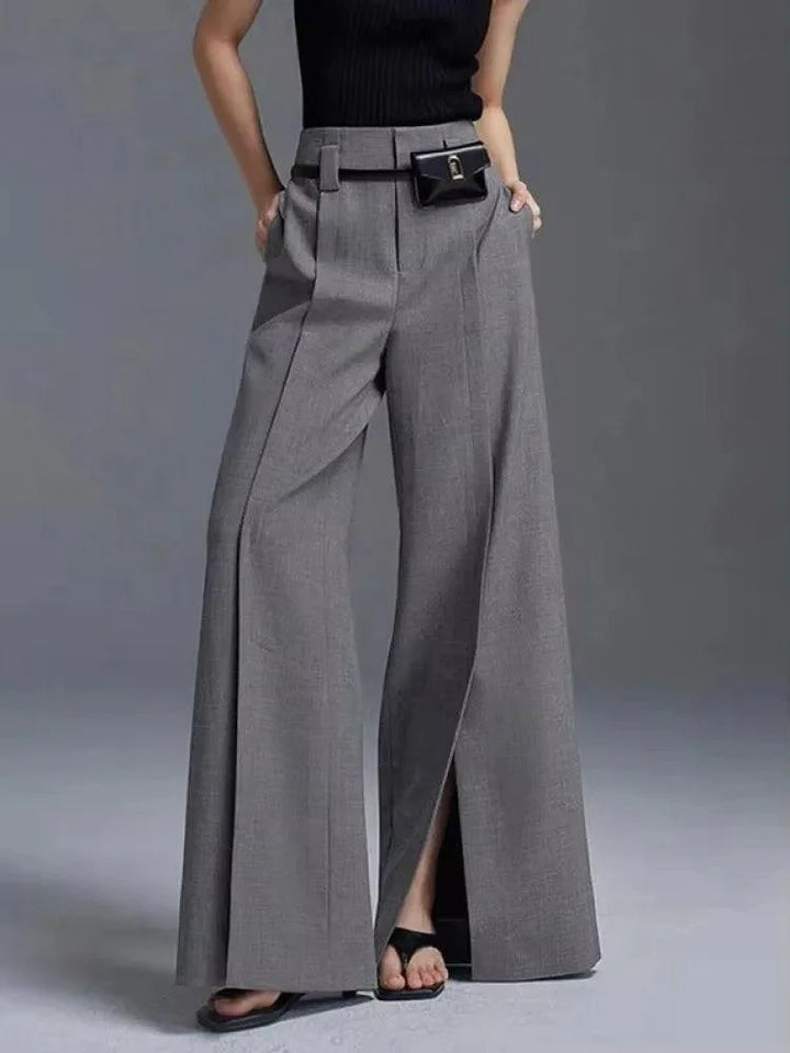Levoire | Pantalon À Taille Haute Femmes Avec Plis Et Fente Avant